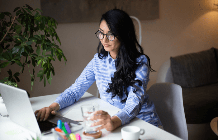 female worker at laptop