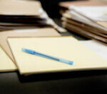 Yellow legal pad on desk