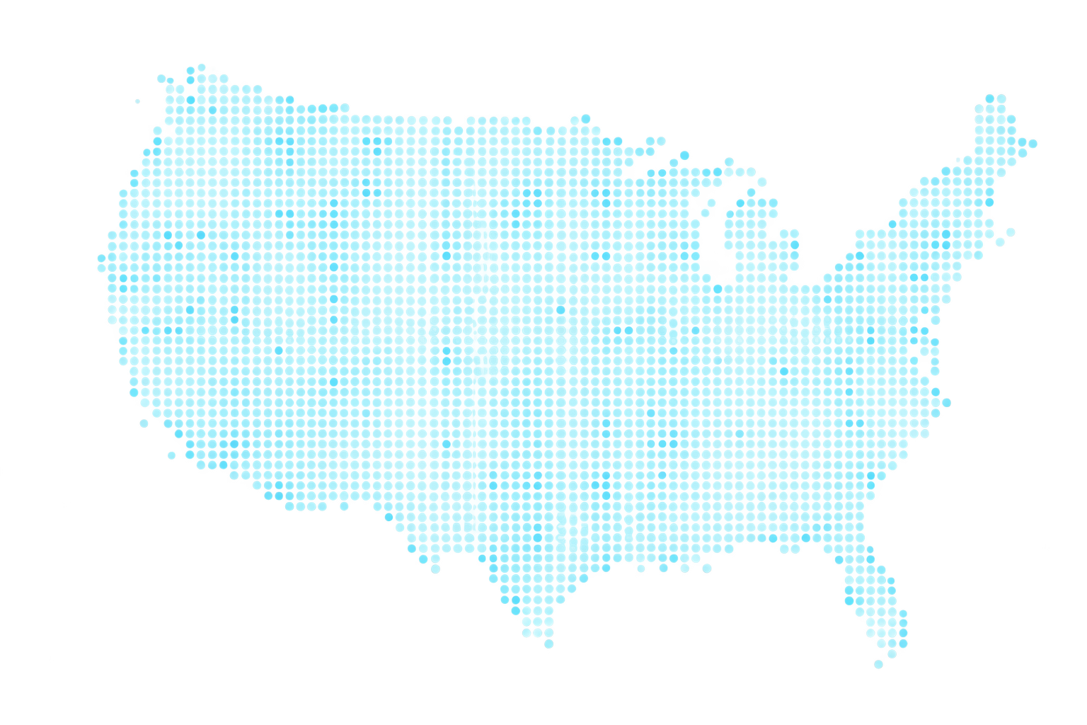 Dotted map of the United States